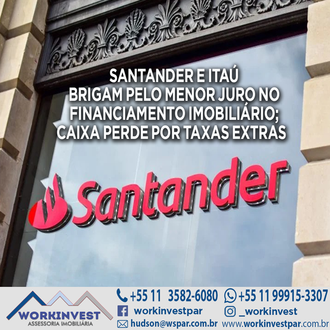 SANTANDER E ITAÚ BRIGAM PELO MENOR JURO NO FINANCIAMENTO IMOBILIÁRIO; CAIXA PERDE POR TAXAS EXTRAS